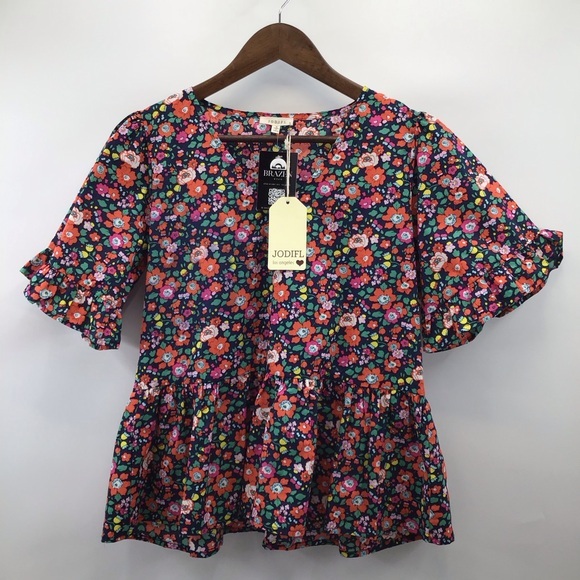 JODIFL Tops - JODIFL Floral Blouse - Vibrant Multicolor Floral Blouse